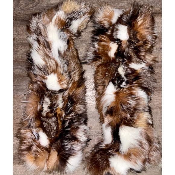 H L Fur Company Shoes - Real Fox Fur Multicolored Thigh High Boots - Size 8 - 72 cm shaft